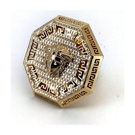 Anillo medusa hexagonal de oro 18k